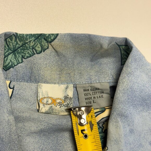 Vintage Ocean Pacific Op Hawaiian Shirt Mens L 24x29 Blue Loop Collar - Picture 6 of 8